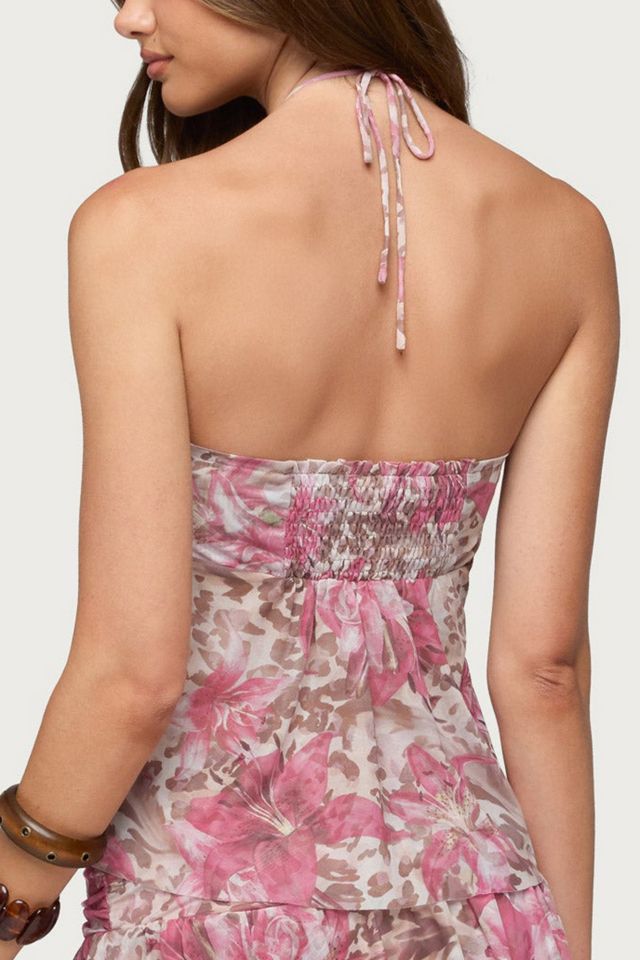 Edikted Tessa Floral Split Front Halter Top #4