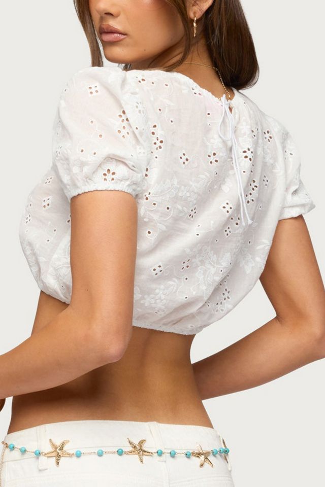 Edikted Vessey Eyelet Cropped Bubble Top #4
