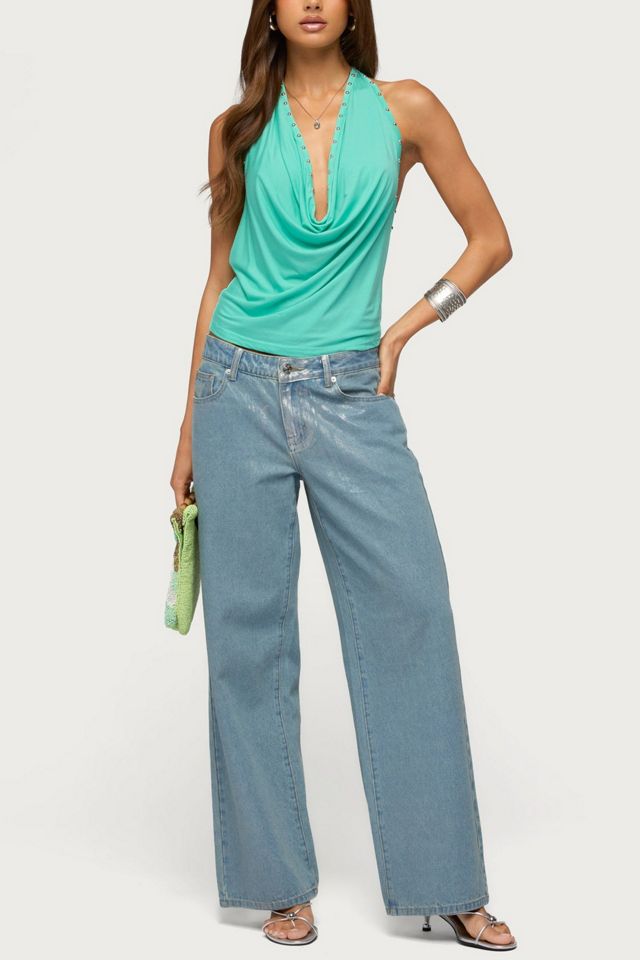 Edikted Sephie Stud Cowl Neck Halter Top #1