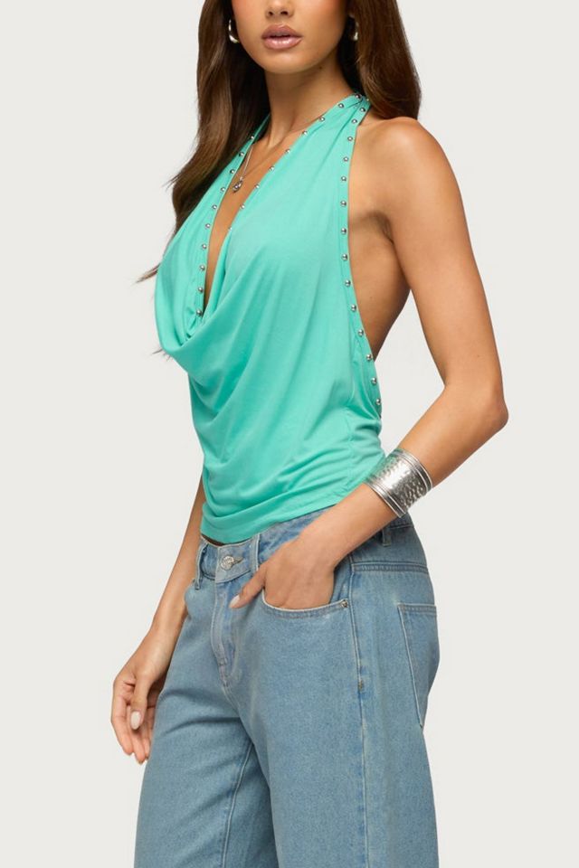 Edikted Sephie Stud Cowl Neck Halter Top #3