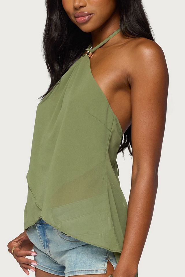 Edikted Chiffon Split Open Back Halter Top #2