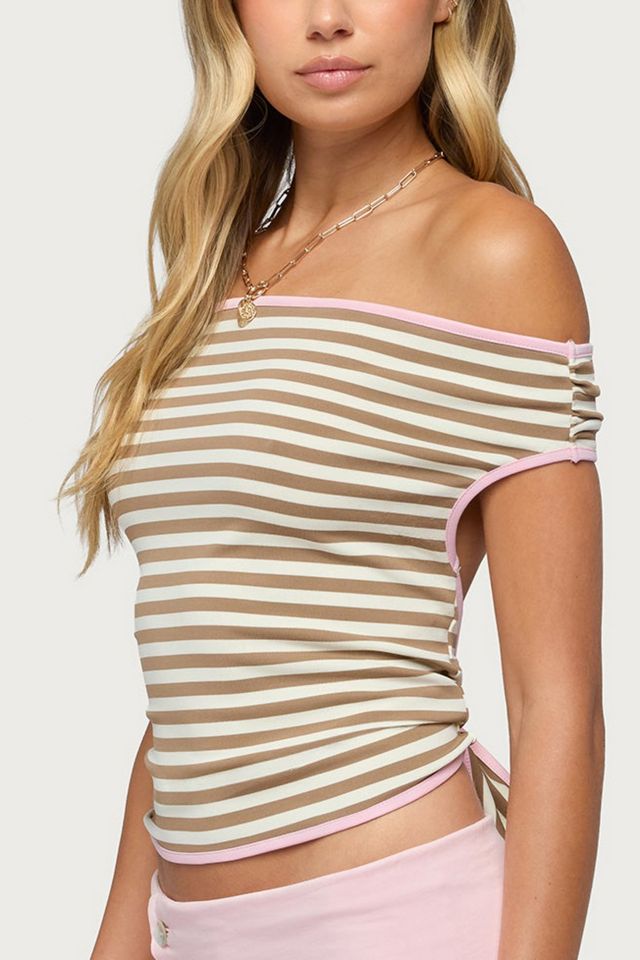 Edikted Zory Striped Backless Off Shoulder Top #2