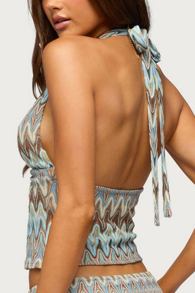 Edikted Saha Zigzag Crochet Halter Top #4