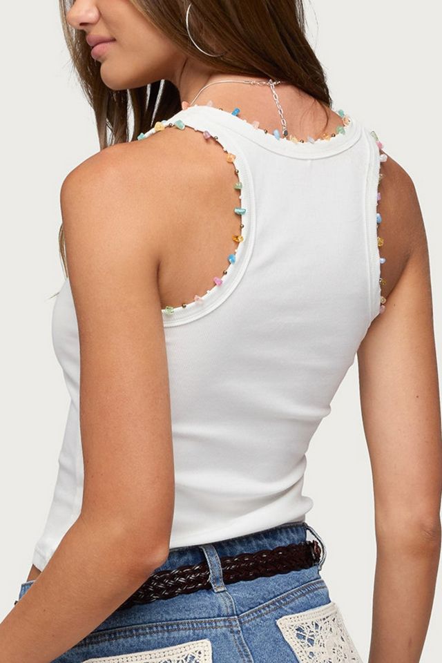 Edikted Gemstone & Bead Ribbed Tank Top #4