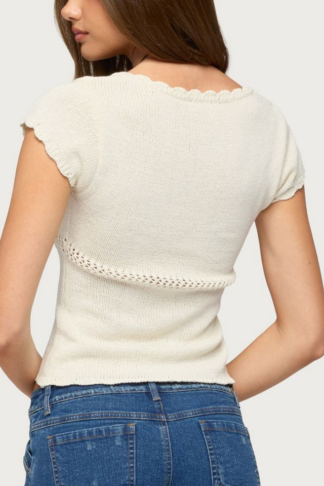 Edikted Caelyn Knit V Neck Top #4