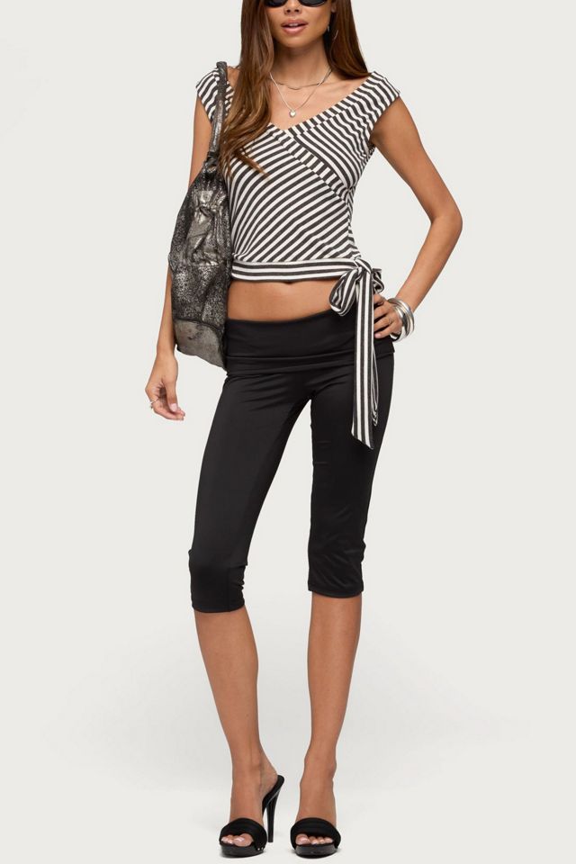 Edikted Dollie Striped Wide V Neck Top #1