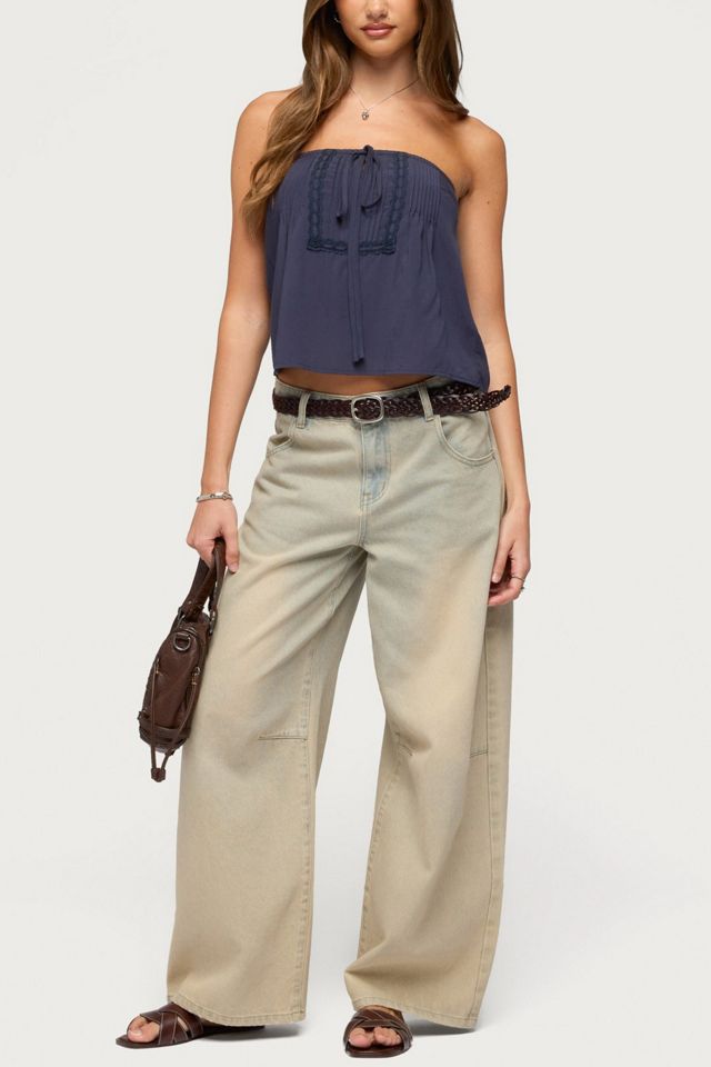 Edikted Joycee Tie Front Strapless Top #1