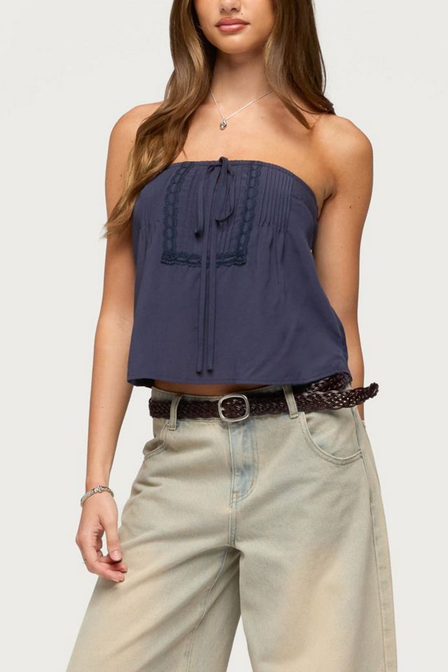 Edikted Joycee Tie Front Strapless Top #3