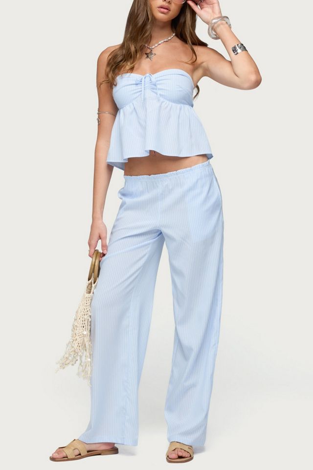 Edikted Cersei Striped Tie Front Strapless Top #1