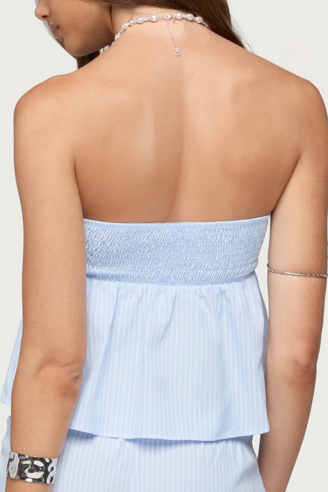 Edikted Cersei Striped Tie Front Strapless Top #4