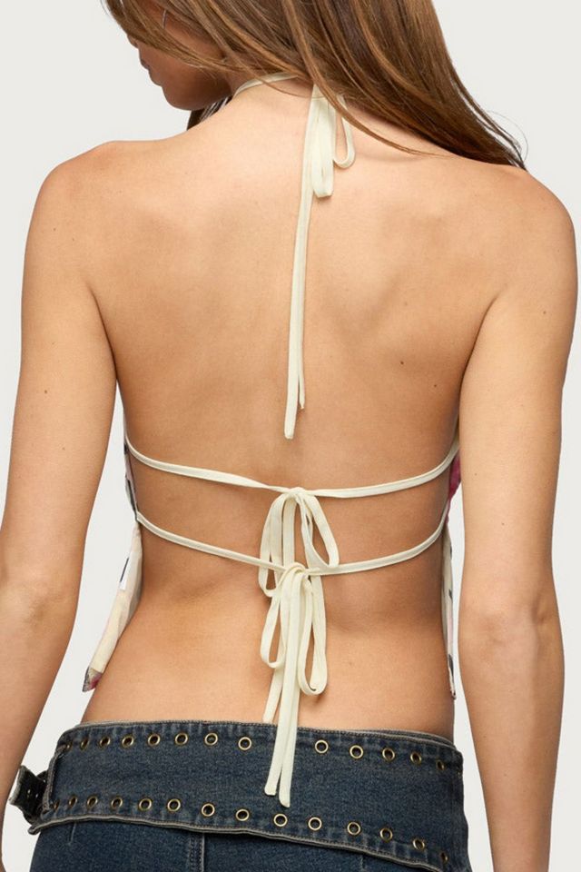 Edikted Floral Swirl Chiffon Backless Top #4