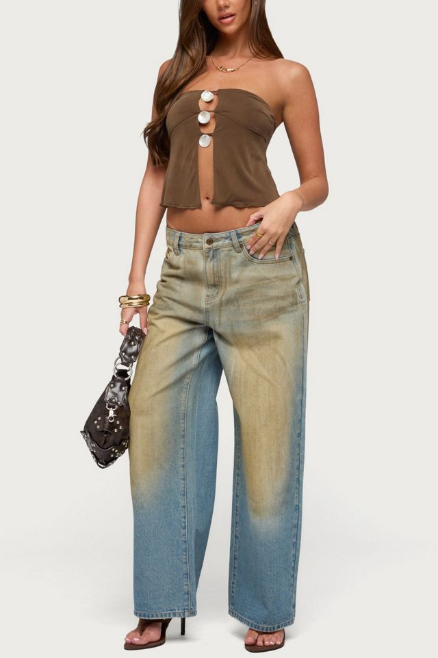 Edikted Lee Iridescent Strapless Cutout Top #1
