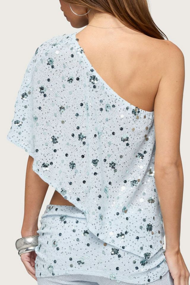 Edikted Zephyra Bead & Sequin One Shoulder Poncho #4