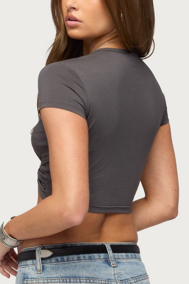 Edikted Sephey Twisted Cropped T Shirt #4