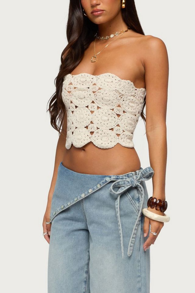 Edikted Laurin Crochet Strapless Top #3