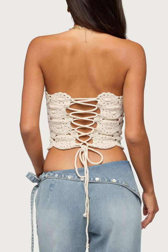 Edikted Laurin Crochet Strapless Top #4