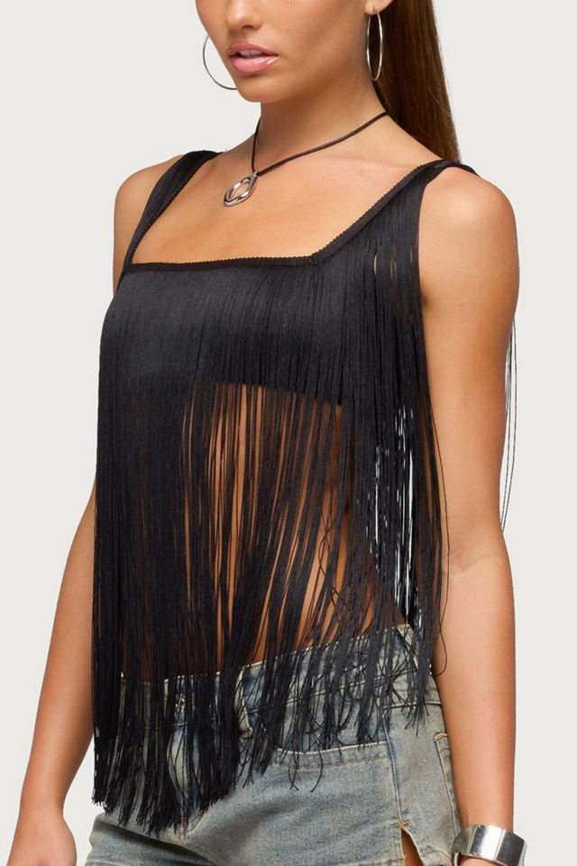 Edikted Eranthe Fringed Crop Top #2
