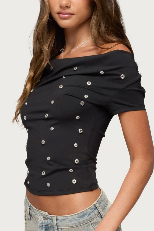 Edikted Bijou Metal Snap Cowl Neck Top #2