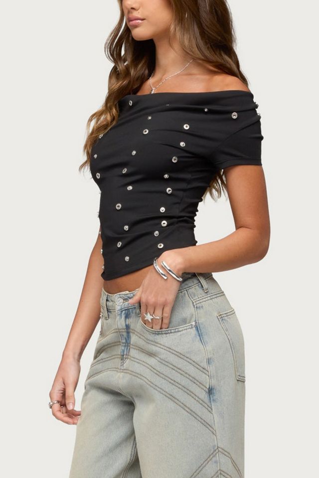 Edikted Bijou Metal Snap Cowl Neck Top #3