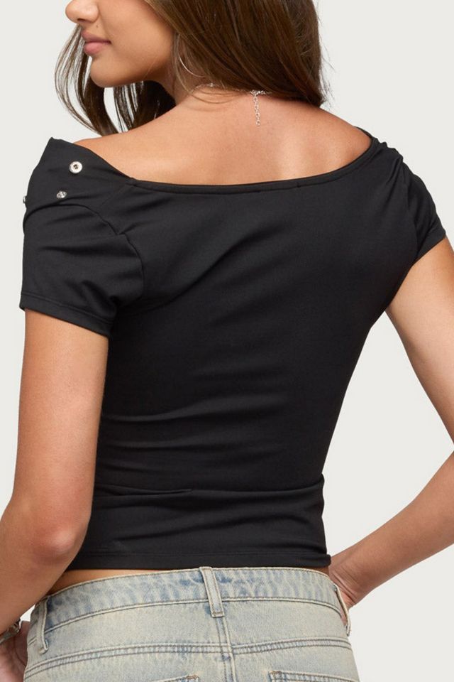 Edikted Bijou Metal Snap Cowl Neck Top #4
