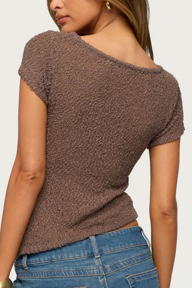 Edikted Sesi Asymmetric Textured Knit Top #4