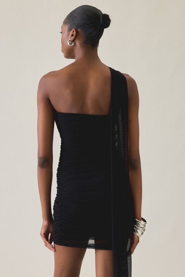 UO Midnight Muse Scarf Tie Detail Mesh Bodycon Mini Dress #2
