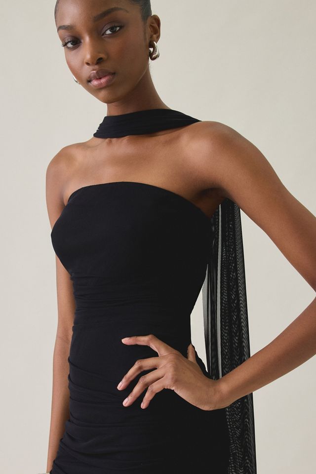 UO Midnight Muse Scarf Tie Detail Mesh Bodycon Mini Dress #4