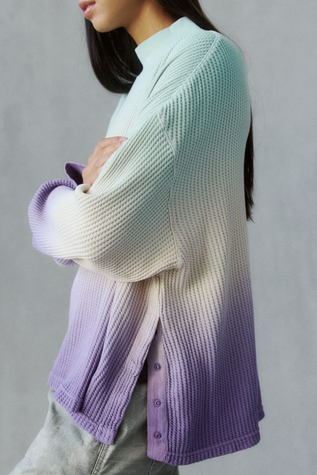 BDG Let's Dip Dye Waffle Knit Mockneck Long Sleeve Tee #1