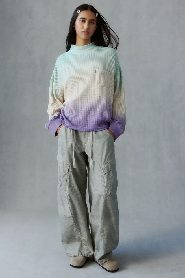 BDG Let's Dip Dye Waffle Knit Mockneck Long Sleeve Tee #2