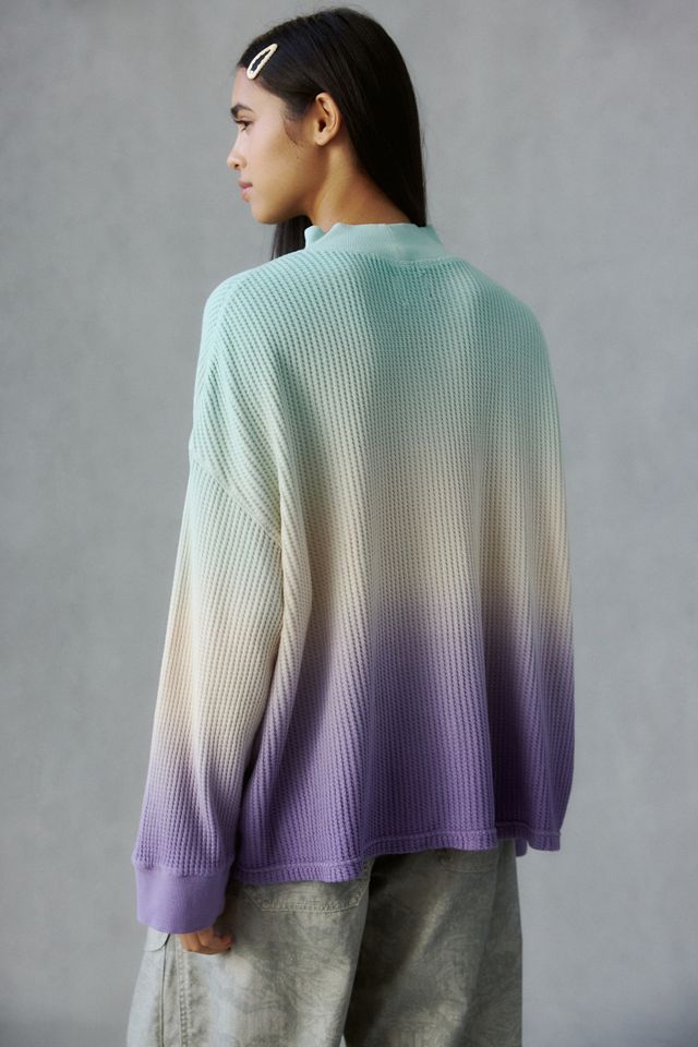 BDG Let's Dip Dye Waffle Knit Mockneck Long Sleeve Tee #3