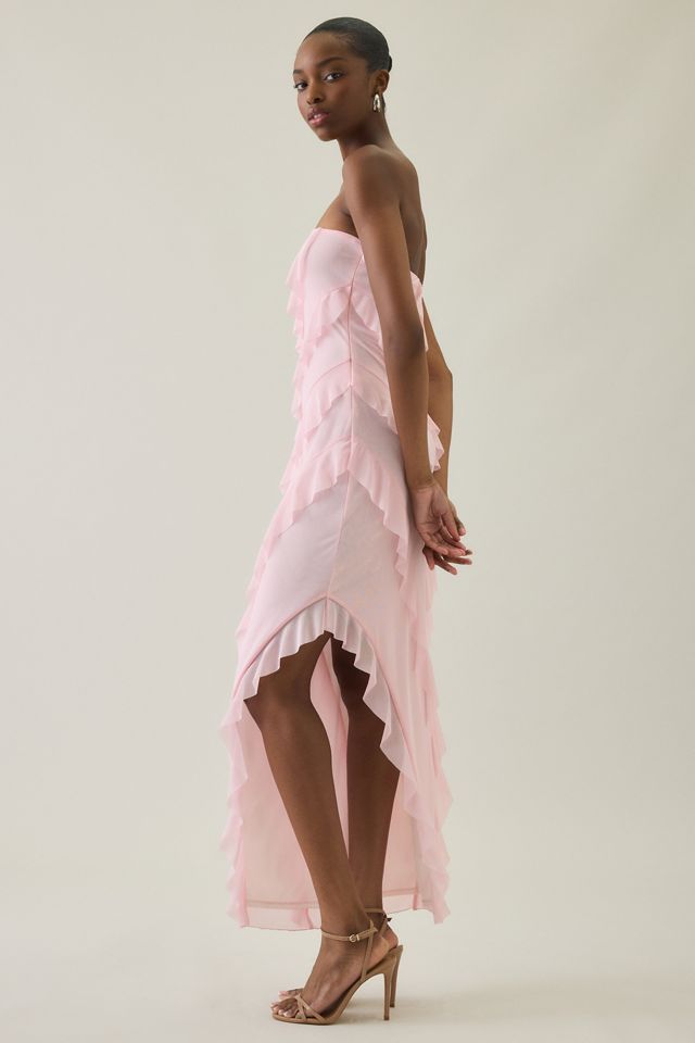 UO Petal Drift Asymmetric Cascading Ruffle Strapless Maxi Dress #2