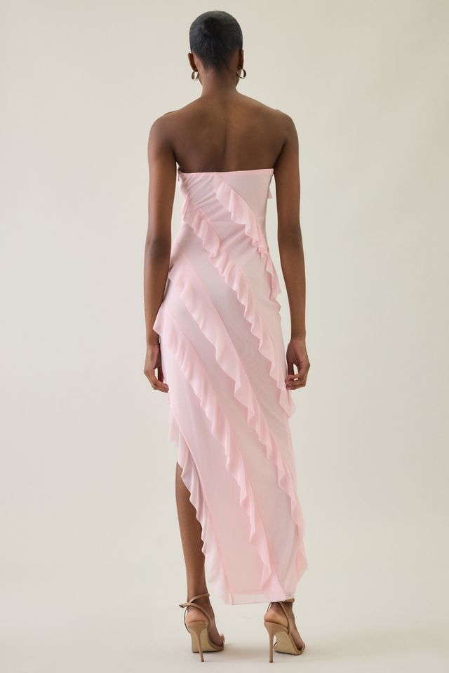 UO Petal Drift Asymmetric Cascading Ruffle Strapless Maxi Dress #3