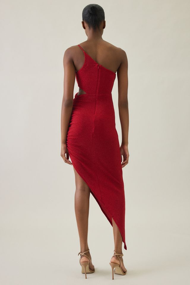 UO Valentina Asymmetric Slanted Slit One-Shoulder Midi Dress #3