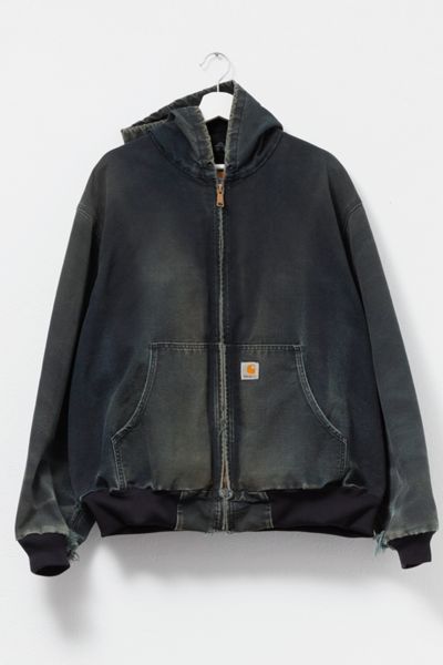 Vintage 1990s Carhartt Distressed Black Duck Canvas Hooded Jacket