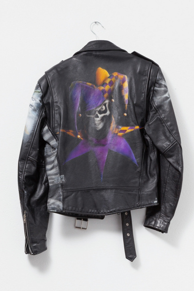 Vintage 1980s Custom Air Brush Leather Biker Jacket