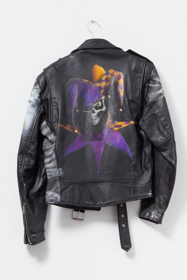 Vintage 1980s Custom Air Brush Leather Biker Jacket #1