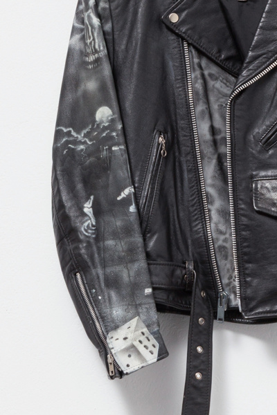 Vintage 1980s Custom Air Brush Leather Biker Jacket