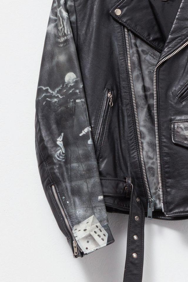 Vintage 1980s Custom Air Brush Leather Biker Jacket #2