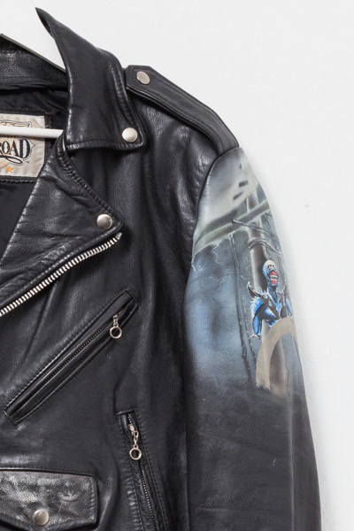 Vintage 1980s Custom Air Brush Leather Biker Jacket