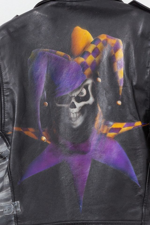 Vintage 1980s Custom Air Brush Leather Biker Jacket #4