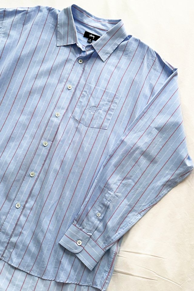Stussy Blue Lightweight Striped Classic Shirt #1