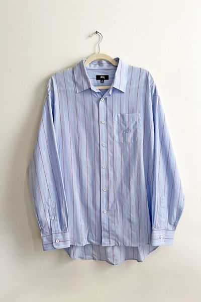 Stussy Blue Lightweight Striped Classic Shirt