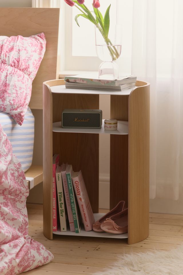 Alec Curved Wood Storage Side Table #1