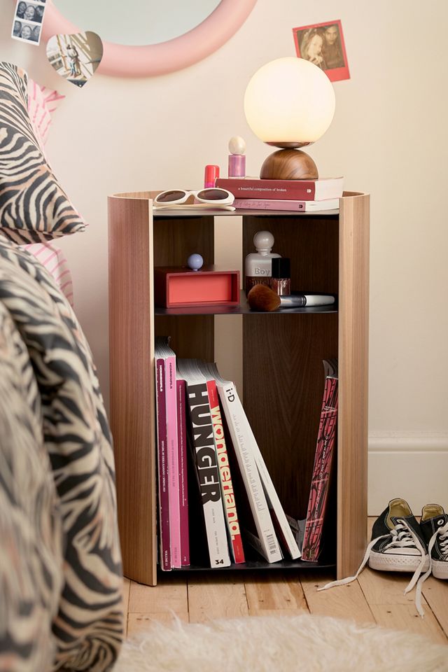 Alec Curved Wood Storage Side Table #1