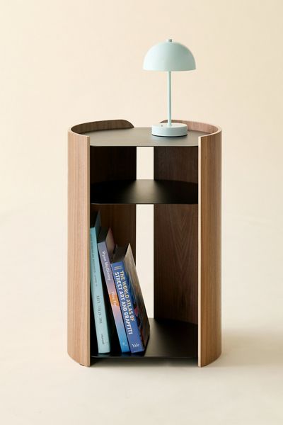 Alec Curved Wood Storage Side Table