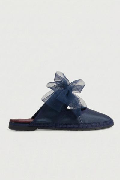 Flabelus Women's Mesh Bow Cinna Mary Janes Shoe in Navy, Women's at Urban Outfitters