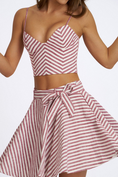 Miss Circle Xolani Striped Linen Mini Skirt