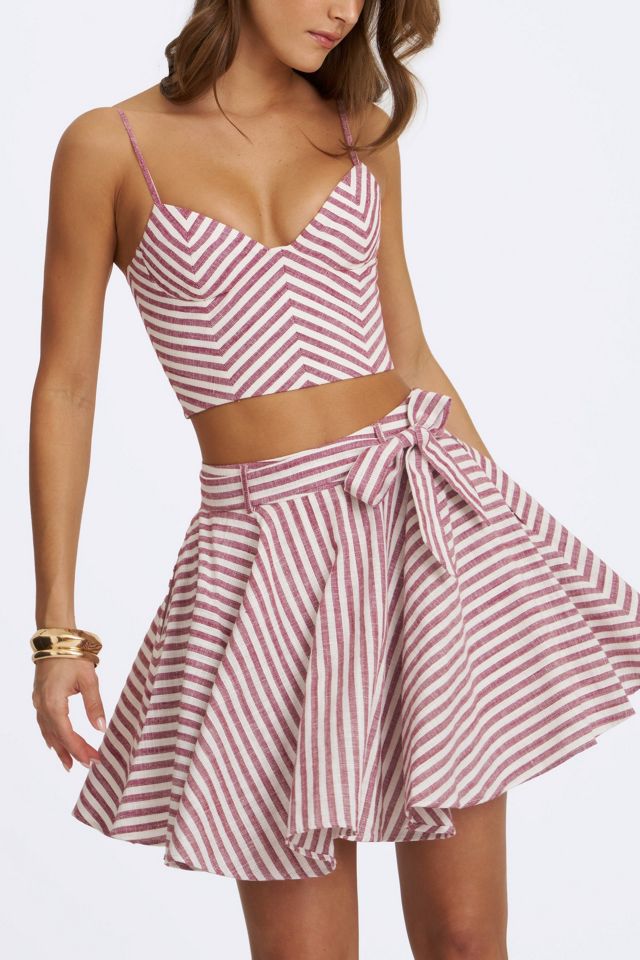 Miss Circle Xolani Striped Linen Mini Skirt #2