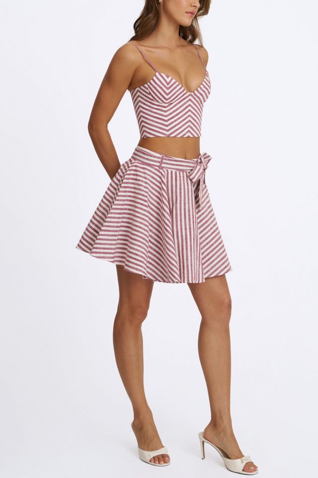 Miss Circle Xolani Striped Linen Mini Skirt #3
