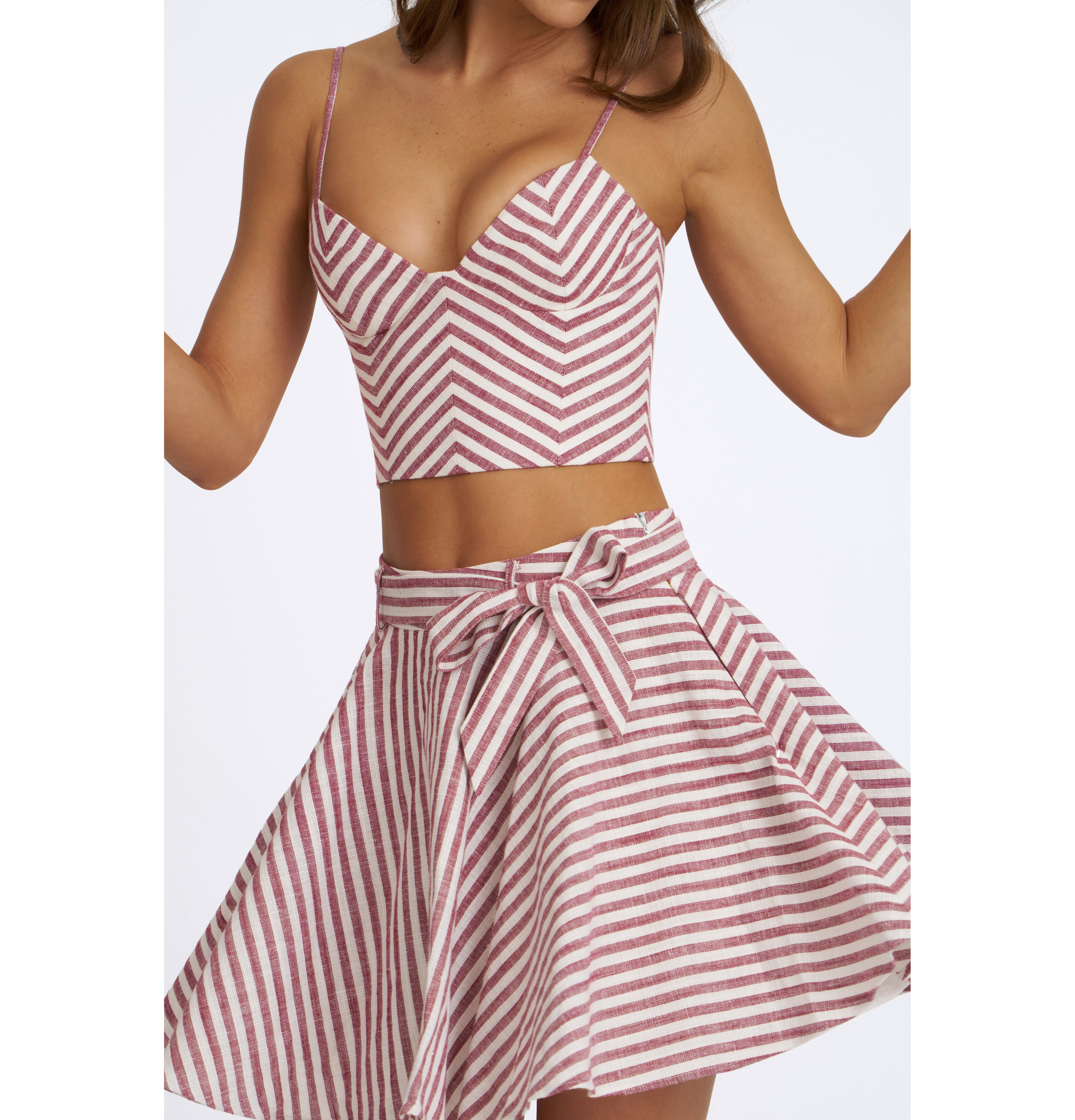 Miss Circle Xolani Striped Linen Mini Skirt